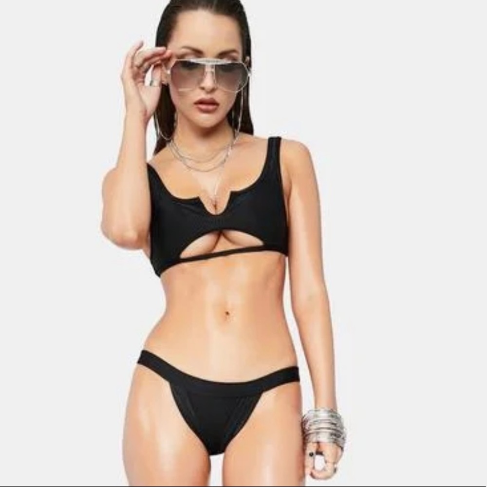 Frankie’s Bikinis Ribbed Black Top